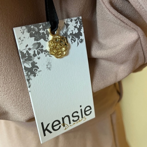 Kensie Tie Front Blouson Dress. Tan Blush Size 10 #1333 NWT - Picture 10 of 12